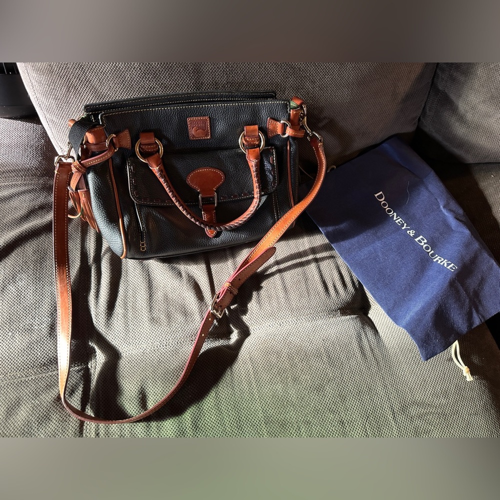 Dooney & Bourke Florentine Black Leather Satchel Shoulder Bag
